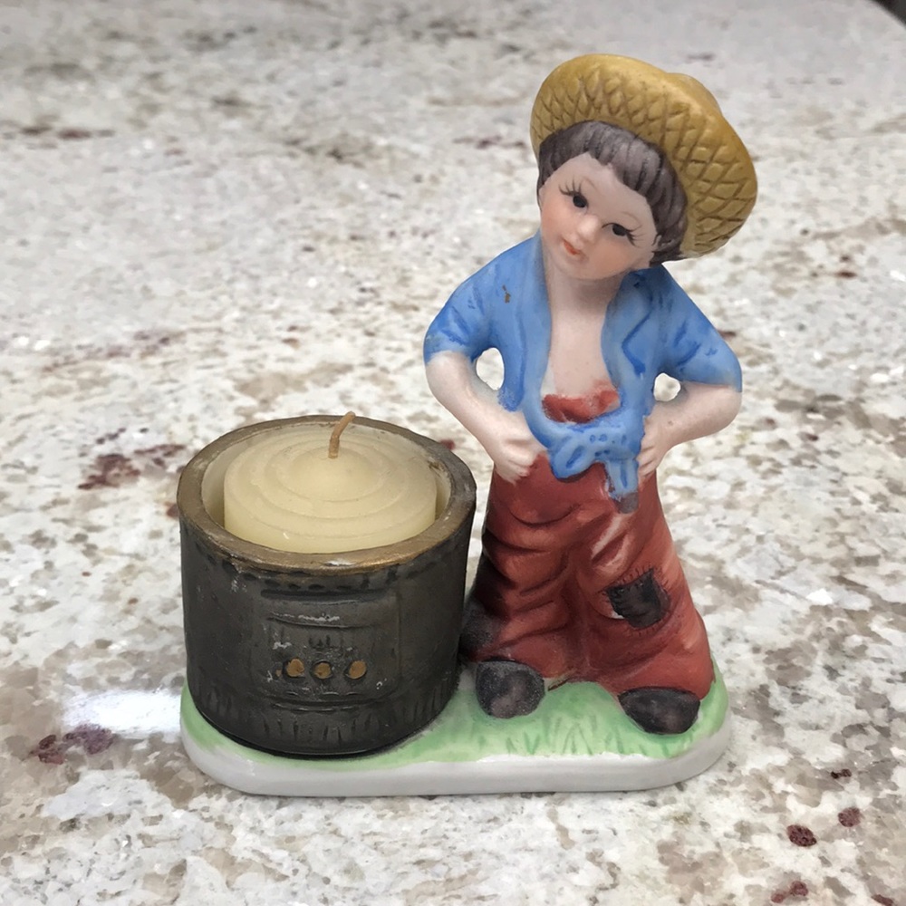 Vintage Little Luvkins Porcelain Candle Holder